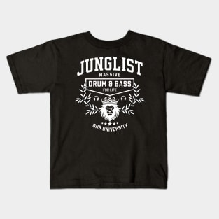 JUNGLIST  - DNB University Crest (White) Kids T-Shirt